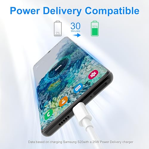Image of 25W Samsung Original Type C Data Fast Charging Cable Compatible With F23 5G /M23 & Other USB C Devices PD Charger 45W Support Galaxy Z Fold 5 /4 /3,Z Flip 5 /4 /3 Phone Super Fast Cord,White,1M