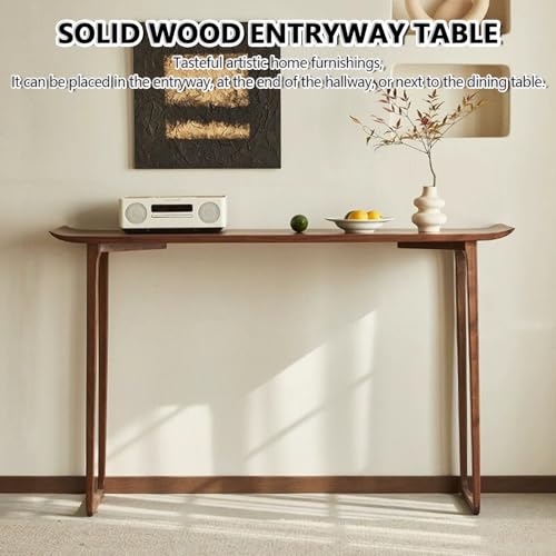 Mesa de entrada de madera maciza decorativa con acabado estilo rustico 4
