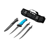 True Swift Edge Interchangeable Hunting & Fishing Knife Kit with Four Replaceable Blades, Field Dressing & Fish Filleting Knife Kit with Storage Roll Pouch