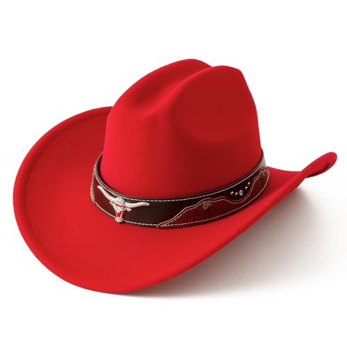 Chapeau de cowboy pour femme Lanzom chapeaux de cowgirl occidentaux à large bord en feutre