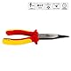 S&R VDE Flachrundzange 200 mm, gerade Spitzzange, 60 CrV hitze- und induktionsgehärtet für professionellen Einsatz, Härte HRC 66, Seitenschneider, 2K-Griff, Abrutschschutz, Storchschnabelzange
