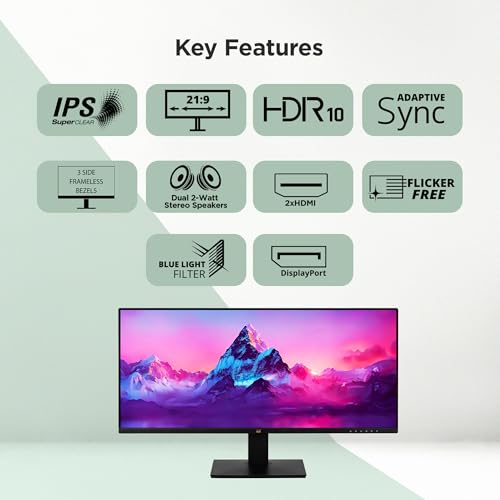 ViewSonic VA2932-MHD 73.66 Cm (29") Ultra-Wide Monitor | IPS | WFHD | HDR10 | Adaptive Sync | sRGB -120% | 21:9 Ratio| Eye Care |DCR 80M:1 | Speaker |3Side Bezel Less | HDMIx2,DP. view 2
