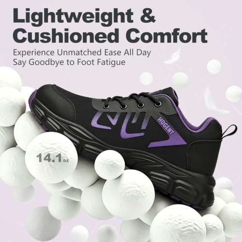 Image of Hogent Steel Toe Shoes for Men Lightweight Comfortable Non Slip Work Shoes Women Puncture Proof Safety Sneakers for Industrial Construction & Daily Life
