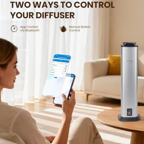 Image of STARQ Lux Tower Luxury Smart Air Scent Diffuser Waterless Aroma Machine App Control Cold Atomization Ultra Quiet No Heat for Home & Office Includes Complimentary 300ml Starter Perfume