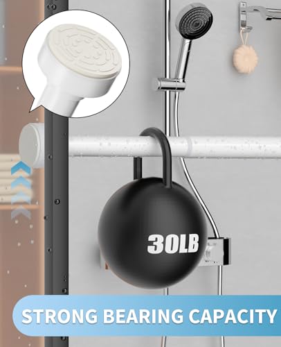 Image of White Shower Curtain Rod 34-82 Inches(2.8-6.8ft) Adjustable Shower Rod No Drilling Non-slip Never Rust Shower Tension Rod for Bathroom Bedroom Windows Outdoor Garden