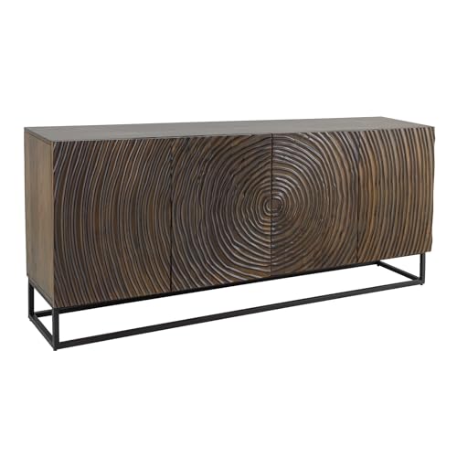 Riess Ambiente Massives Sideboard Zen Circles - 180cm - Dunkelbraun schwarz - Mangoholz Eisengestell 3D-Schnitzerei Kommode Riess Ambiente Massives Sideboard Zen Circles - 180cm - Dunkelbraun schwarz - Mangoholz Eisengestell 3D-Schnitzerei Kommode