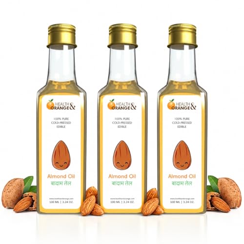 Image of H&O Sweet Almond Oil - 100% Pure Cold Pressed Edible Badam Tel - 300ml Glass Bottle - For Healthy Skin, Hair and Body