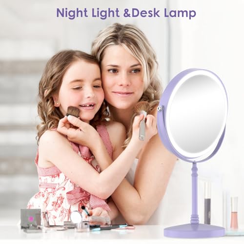 Image of DEIOVWXS Makeup Mirror, Rechargeable Vanity Mirror with 3 Lights, 1X /10X