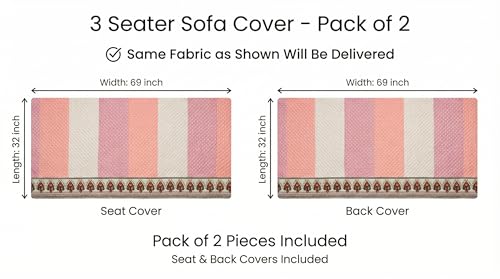 Image of Velvet 3 Seater Sofa Cover Fully Covered | Anti Skid Non Slip | Printed Pink | Sofa Slipcover for Living Room