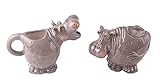 Blue Sky Ceramic 6.5' x 3.5' x 5.25' and 5.5' x 3.5' x 4.25' Hippo Creamer and Sugar Bowl, Medium, Multi