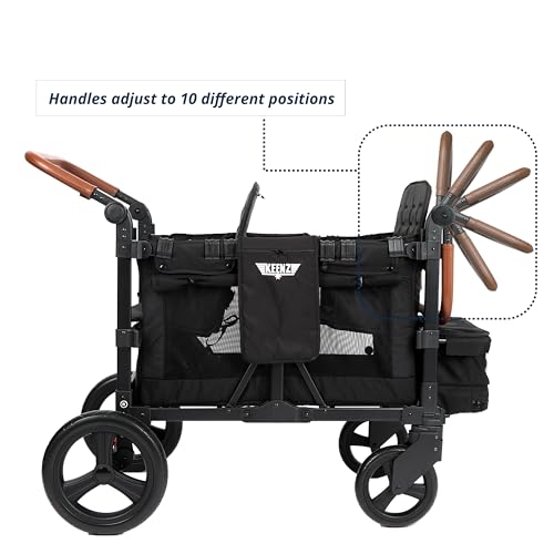 Keenz VYOO Stroller Wagon with Canopy - Foldable Design for Easy Storage, 5 Seating Positions for Kids, Enhanced Child Safety, All-Terrain Mobility, 4-Passangers, Black