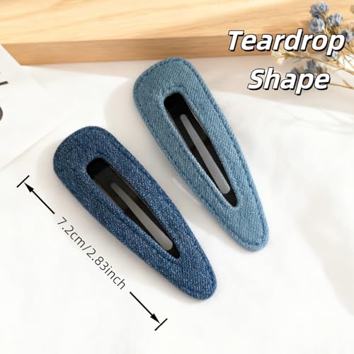 Set de 6 pinzas para el cabello azul de mezclilla miniatura 2