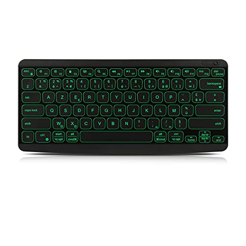 Clavier Bluetooth Rétroéclairé 7 Couleurs, Clavier sans Fil Touches Silencieuses Clavier Rechargeable Compatible avec iOS Android Windows Systèmes Clavier pour iPad Tablette Smartphone Mac TV Cover