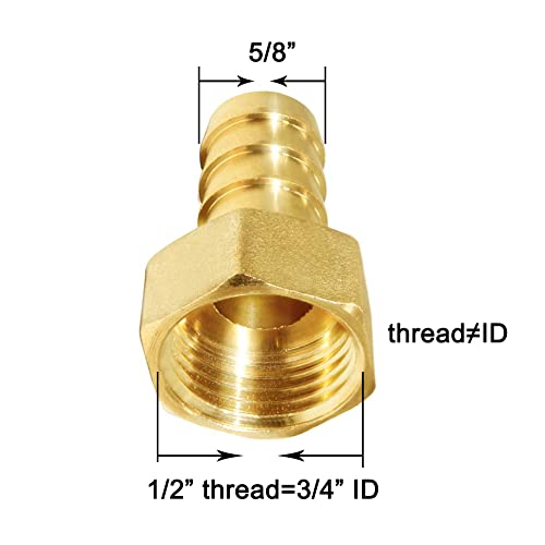 Raccord cannelé en laiton 1,6 cm adaptateur femelle 1,27 cm NPT pour connexion tube souple