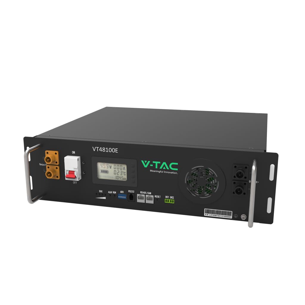 Kit Batteria di Accumulo LiFePO4 BMS Integrato per Inverter Fotovoltaici CEI 0-21 con Modulo Armadio Rack e Copertura 5.12kWh 51.2V 100Ah