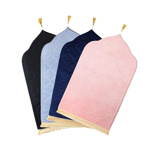 Prayer-Rug-Muslim-Mat-Islamic-Thickening-Sponge-Muslim-Rug-for-Kids-Men-Women-with-Islam-Prayer-Beads-for-Eid-Travel-Ramadan-Soft-Luxury-Great-for-Knees-and-Forehead-Blue