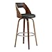 Armen Living Axel 26" Swivel Counter Stool in Brown Faux Leather and Walnut Wood Gray