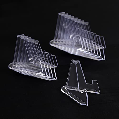 Clear Coin Display Stand - Plastic Mini Easel Holder - Acrylic Stands For Display Air-Tite Coins | Card | Pocket Watches | Capsules | Challenge Medals | Casino Chips - 2.25 Inch Tall (20 Pieces) #TOP6