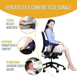 Inphysio® Mezzo Cuscino per Sostegno Lombare, Cuscino Ergonomico Multifunzione, Cuscino Memory Foam, Cuscino Lombare per l'Auto, Sedia da Ufficio, Antidolore, Ipoallergenico, 42 x 18 x 10 cm