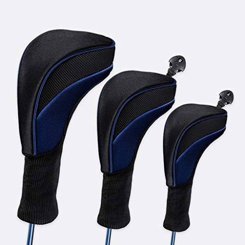Homyl 3pcs de Madeira de Golfe Respirável 3 5 Headcover Etiqueta Nº, Azul