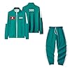 Squid 2 Game Unisex Blousons Pantalon, Vert Squid 2 Costume, Cosplay de joueur jeu 456, Sweatshirt et Pantalon Long pour Adultes et Enfants Sweat Jacket Casual Suit Outfits