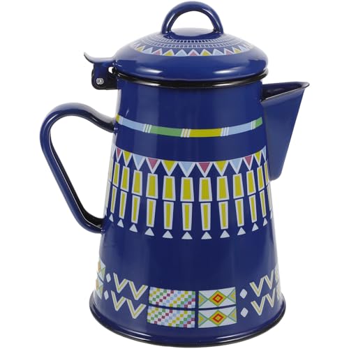 Alipis Hervidor de Agua Esmaltado de 1,2l Azul Diseño de Espigas, Tetera para Café y Té Asa Ergonómica, Adecuado para Hogar y Cocina, Apto para Estufa de Gas E Inducción