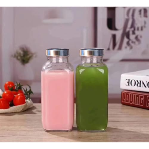 Image of CROCO JAR Wide Mouth Glass Water Bottle with Leak-Proof Airtight Double Layer Stainless Steel Lid for Water, Smoothie, Juices (16 OZ PK2 500ml)
