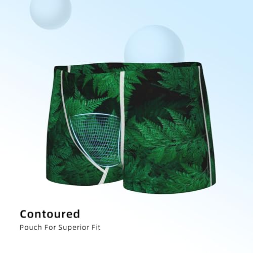Boys' Cotton Boxer Brief Soft Underwear-Green Leave Fern4