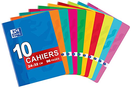 Lot de 10 cahiers OXFORD Classique 24 x 32 cm 96 pages petits carreaux 5x5mm pour bureau