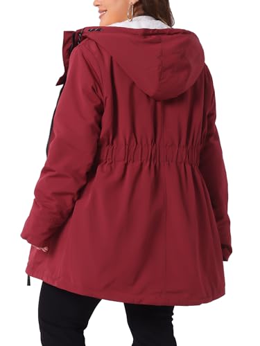 Agnes Orinda Plus Size Coat for Women Faux Lamb Fur Leather Button Down Long Sleeve Hoodie Jacket Outerwear with Pockets4