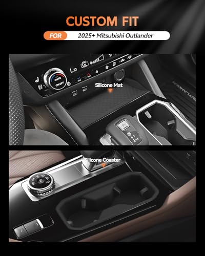 Image of CDEFG 2PCS for 2025 2026 Mitsubishi Outlander Center Console Cup Holder Organizer Insert TPE & Center Console Wireless Charing Pad Silicone Mat Accessories-FIT Fuel-Powered