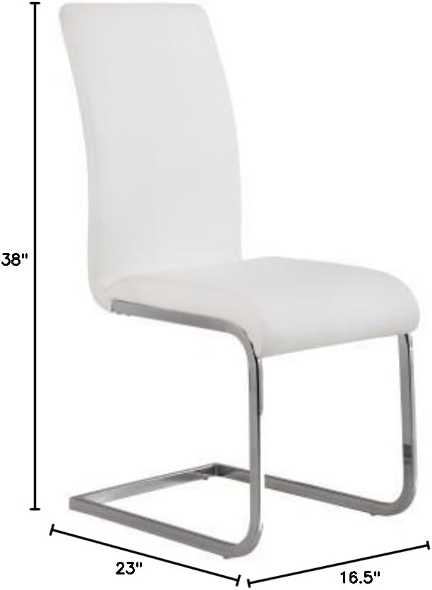 Miniatura 3 de ARMEN LIVING Amanda - Juego de 2 sillas tapizadas de piel sintética blanca con acabado cromado, color negro