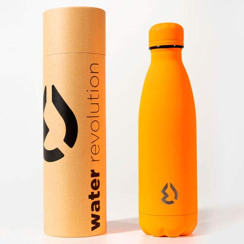 Botella Water Revolution Termo INOX. Premium 500ml antigoteo, Alta Resistencia, BPA Free (Naranja Fl�or)