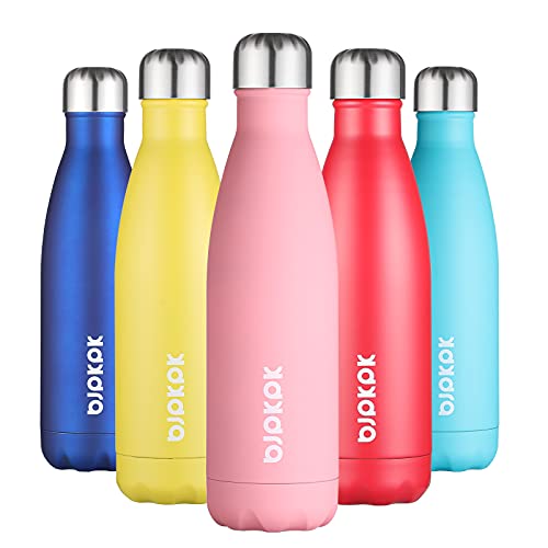 BJPKPK Stainless Steel Thermo Bottle 17 Oz. Insulated Water Bottle, Thermo Bottles for hot and Cold Drinks up to 12 h Heat and 24 h Cold, Light Pink