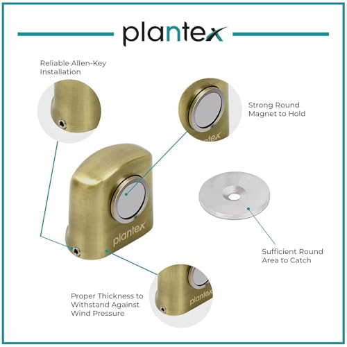 Image of Plantex Door Stopper for Home /Door Catch Holder for Home /Office /Hotel /Magntic Door Stopper /Gate Stopper for Main Door /Stops for Door - Set of 6 (Brass Antique)