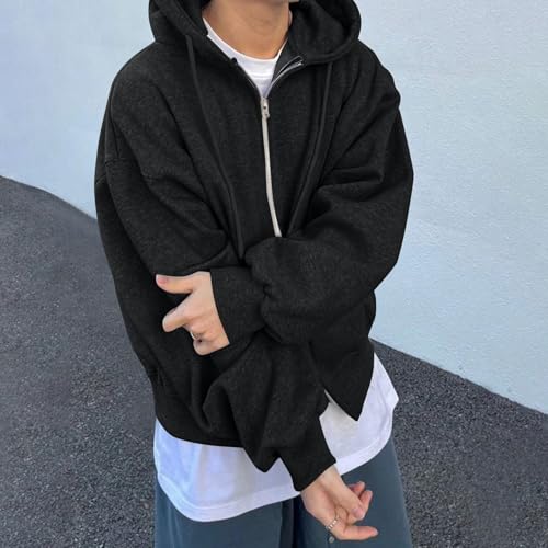 Ymosrh Men's Zip Up Hoodies, Pullover Hoodie Long Sleeve Casual Loose Fit Hooded Sweatshirts, M-3XL2