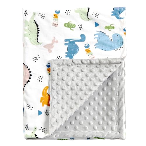 Image of Baby Nursery Bed Blankets Ultra Soft Double Layer Mini Blanket Minky Blanket Receiving Blankets Shower Gifts(Dinosaur,30 * 47in)