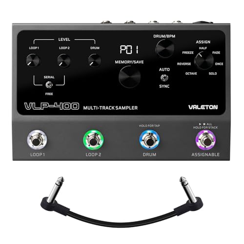 VLP-400 dispone di due loopers indipendenti con modalità SERIAL e FREE, consentendo loop paralleli o transizioni fluide tra le sezioni delle canzoni. La macchina a tamburo automatica integrata adatta intelligentemente i tempi della batteria ai tuoi loop, ideale per esibizioni live e composizione creativa di canzoni