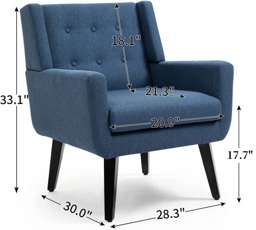 Sillón con reposabrazos moderno azul miniatura 2