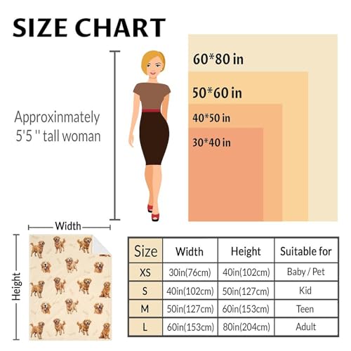 Golden Retriever Blanket - 60x80 Inches Size for Women, Men - Soft Fluffy Throw for Bed, Sofa, Winter - Beige Cute Fuzzy Gifts