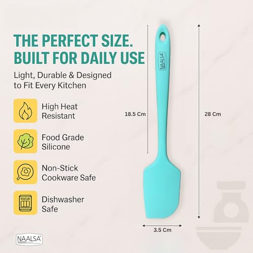 Image of NAALSA GLENZ Silcione Spatula for Cooking and Baking, Full Body Silicone with Steel core, Non Stick 28cm Length 11inch (1pc Spatula)