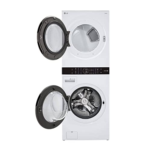 LG WashTower Stacked Smart Laundry Center 4.5 Cu.Ft. Front Load Washer & 7.4 Cu.Ft. Electric Dryer in White WKE100HWA - Image 5