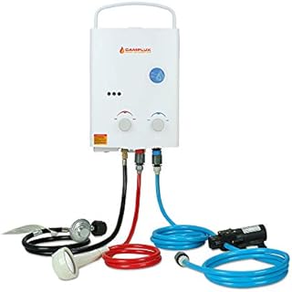 Camplux 5L 1.32 GPM Outdoor Portable Propane Gas Tankless Water Heater With 1.2 GPM Water Pump