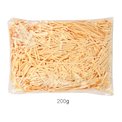 FRUHLING 200g Füllmaterial Geschenk Geschreddertes Papier Raffia Füllmaterial Geschenkfüllung Papierschnitzel für Deko Pakete Geschenkboxen und Geschenkkörbe (Champagner)