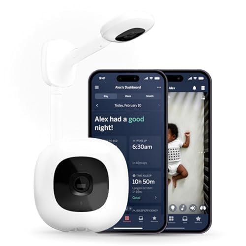 Nanit Moniteur de bébé Intelligent Pro et Support Mural – Caméra vidéo Wi-FI sécurisée 1080p, Suivi de Mouvement du Sommeil et de la Respiration sans capteur, Audio bidirectionnel, alertes sonores et
