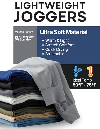 3 Pack Boys Lightweight Jogger Pants, Youth Athletic Sweatpants, Kids Toddlers Clothes Apparel2