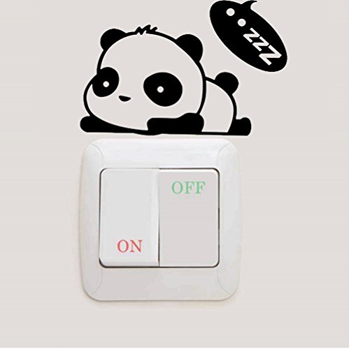 Adhesivos removibles para interruptores, 4 pandas caricatura miniatura 4