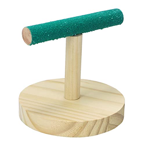 Image of Litewoo Parrot Perch Bird Stand Natural Wood Quartz Sand Birdcage Play Gym T Perch Fits for Budgies Parakeet Cockatiel Conure Lovebirds（A）