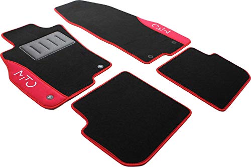 ilTappetoAuto by Fabbri 3 - COLOR0000009R - Tapis de Voiture sur Mesure en Moquette Antidérapante, 2 Broderies