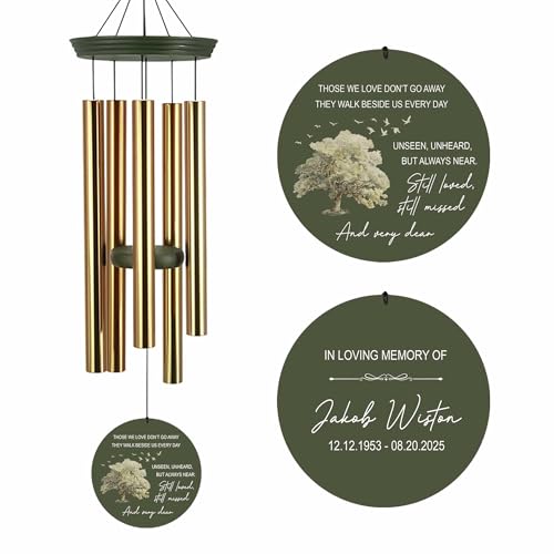 Image of ASTARIN Custom Sympathy Wind Chimes for Loss of Loved One, Remembrance Gift for Loss Husband Wife, Windchimes in Memory of a Loved One, Gifts for Grieving Friends(Produced in Texas)